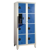 Kleerkast 2 kolommen 8 compartimenten monoblok grijs blauw